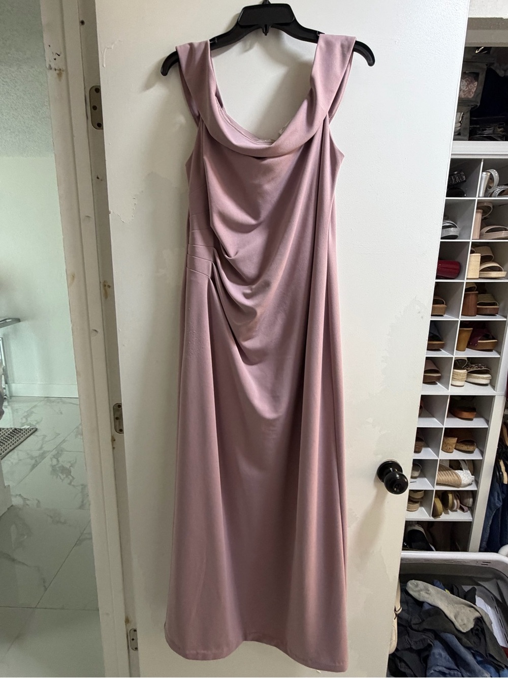Sleeveless Cowl Neck Maxi Dress in Dusty Rose